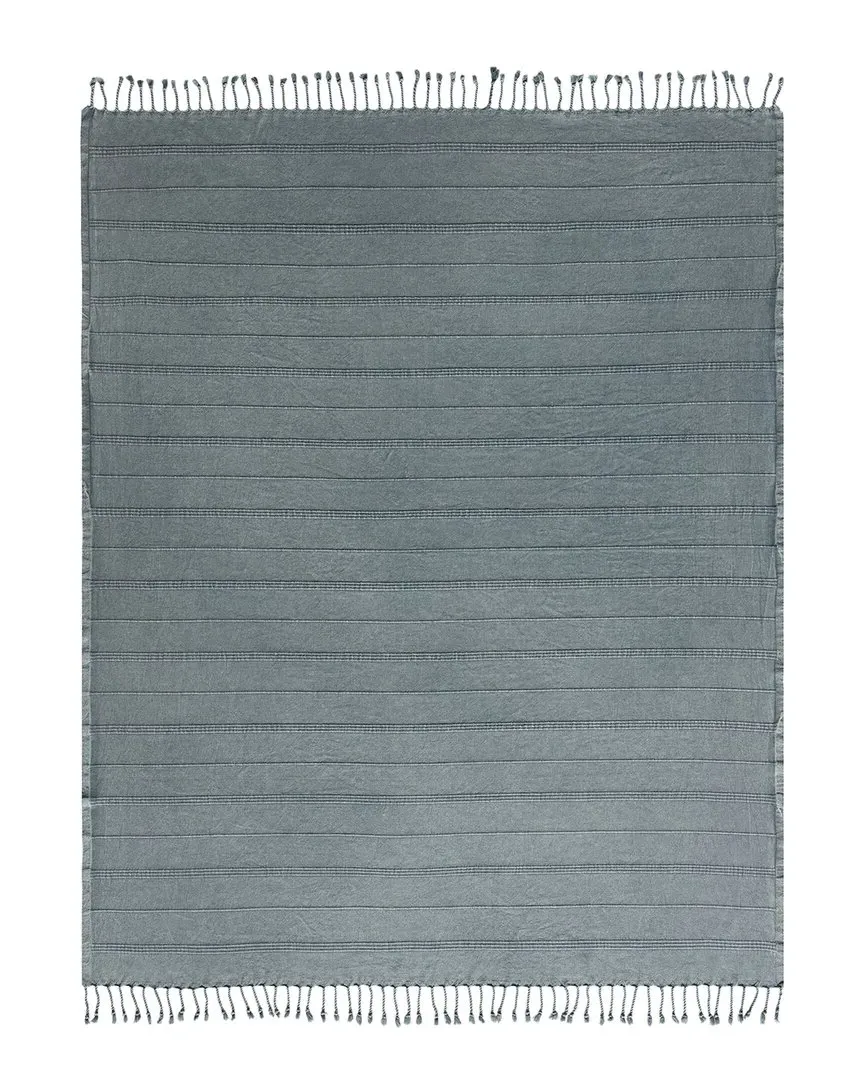 Sejal Striped Throw Blanket with Fringe - Grey, Cotton