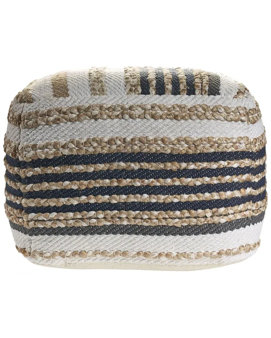 Sevyn Geometric Hand-Woven Ottoman Pouf - Tan, Jute