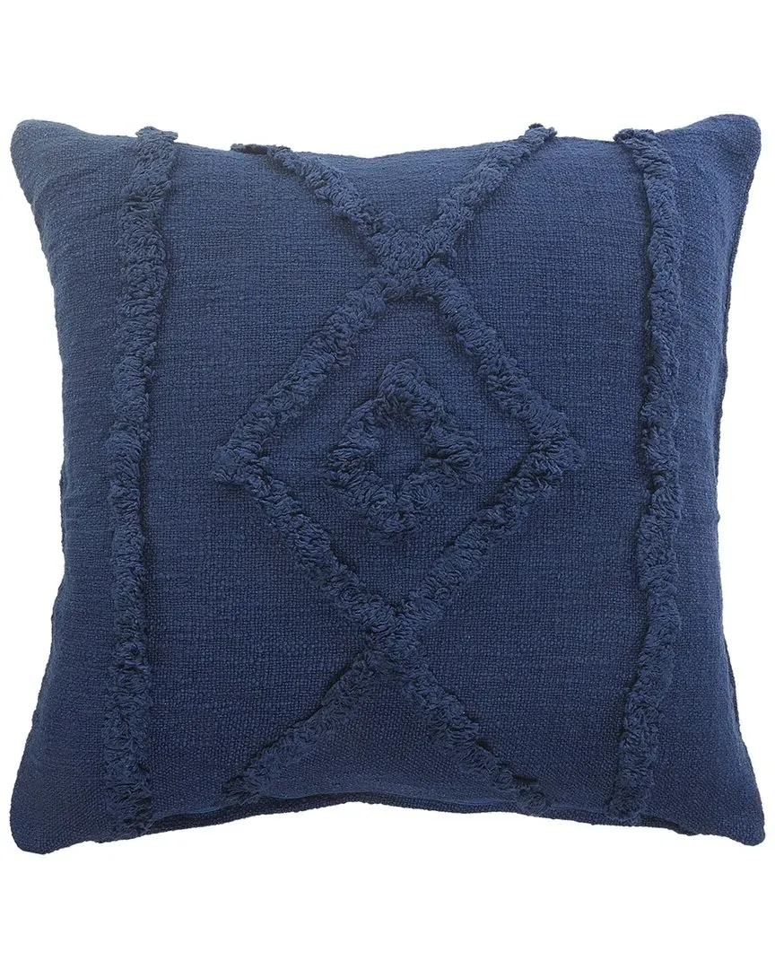 Shena Diamond Bordered Throw Pillow - Blue, Cotton image