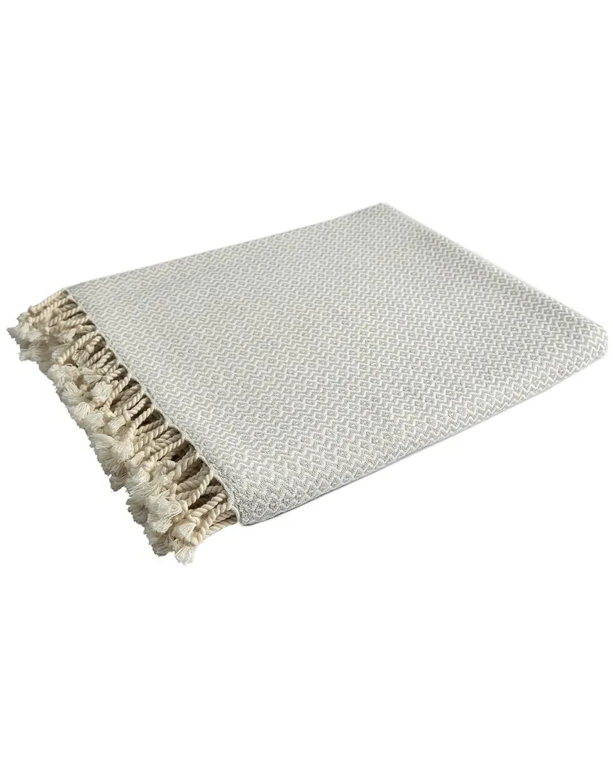 Shena Diamond Throw Blanket with Fringe - Grey, Cotton image