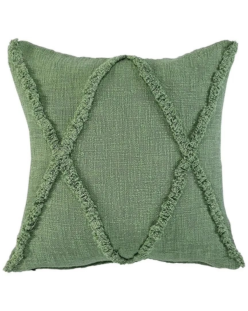 Shena Diamond Tufted Throw Pillow - Green, Cotton