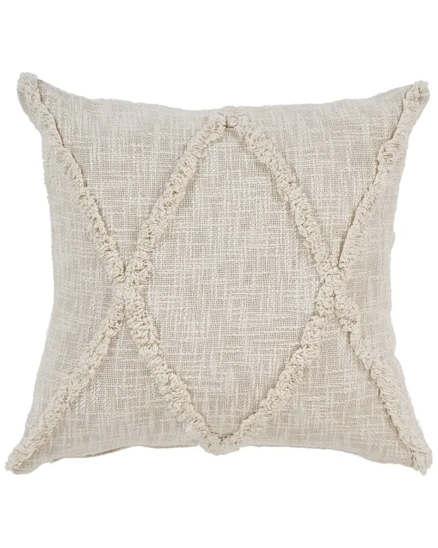 Shena Diamond Tufted Throw Pillow - White, Cotton
