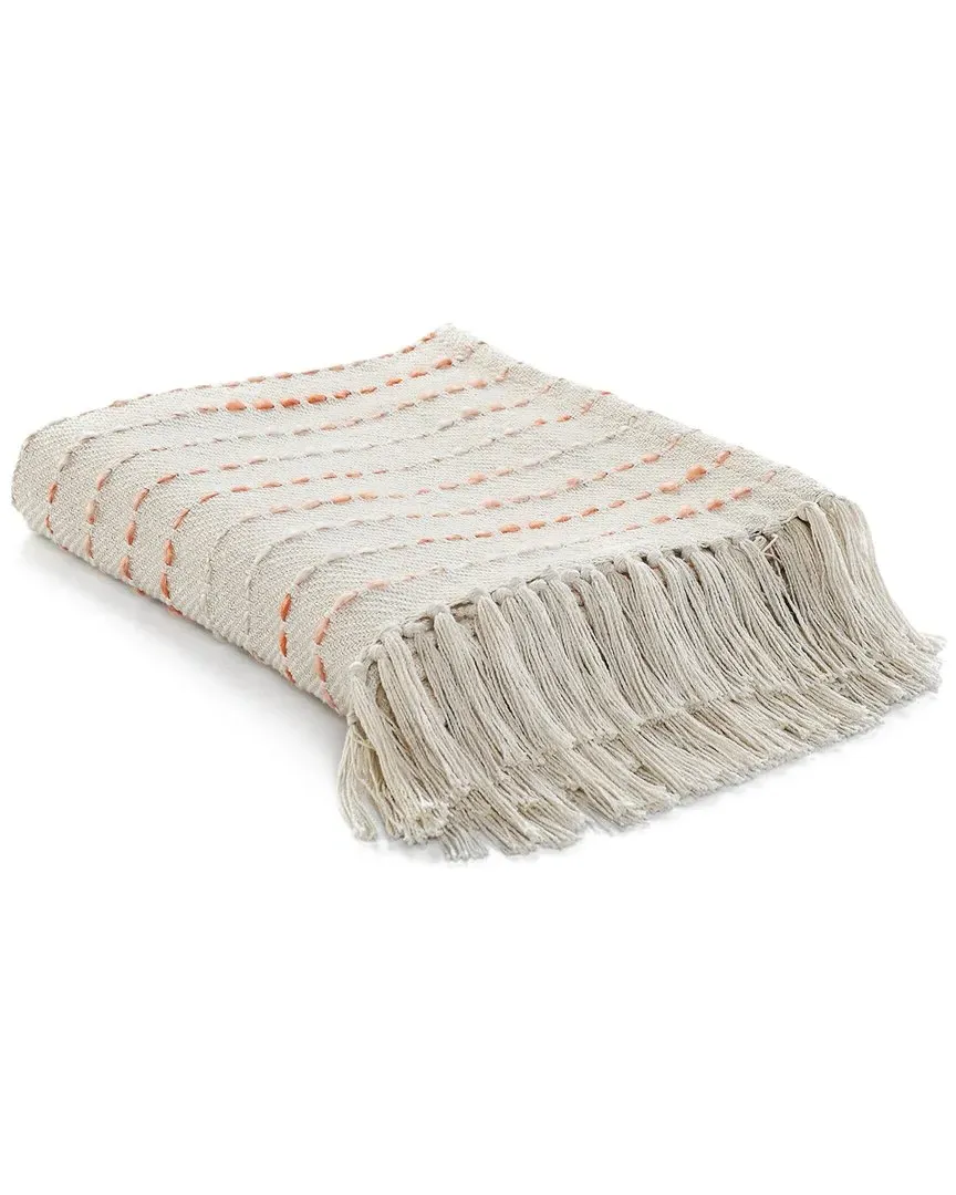 Shimmer Stripe Woven Throw Blanket with Fringe - Peach image