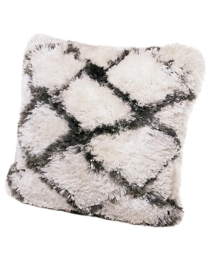 Soft Shag Diamond Throw Pillows Set of 2 - White, Polyester image
