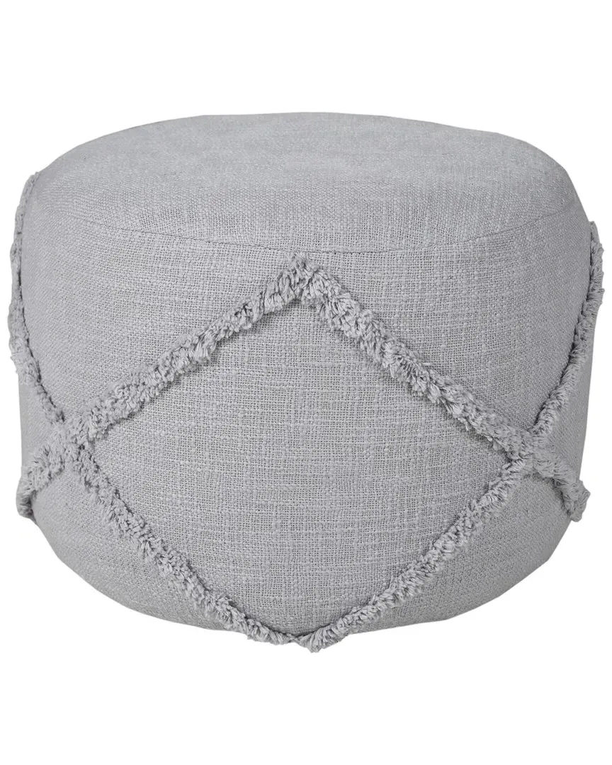Solid Textured Diamond Pouf Ottoman - Grey, Cotton image