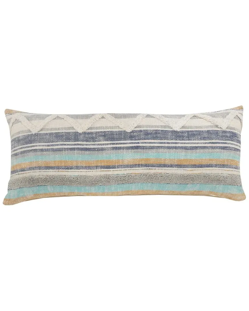 Striped Chevron Lumbar Pillow - Blue