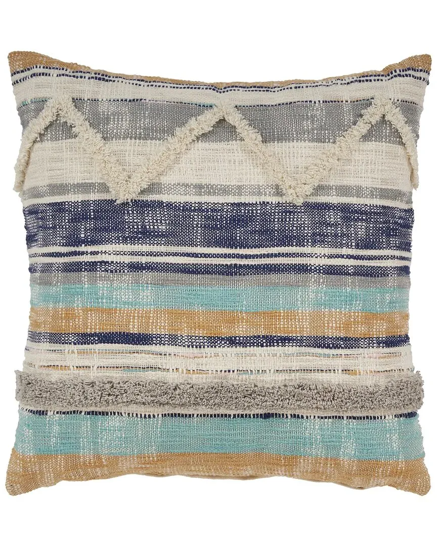 Striped Chevron Throw Pillow - Blue, Cotton image
