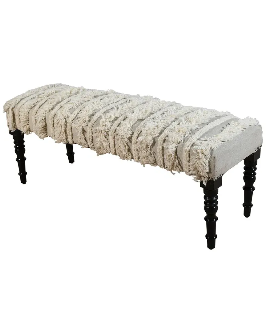Striped Hand-Tufted Accent Bench - Cream, Cotton