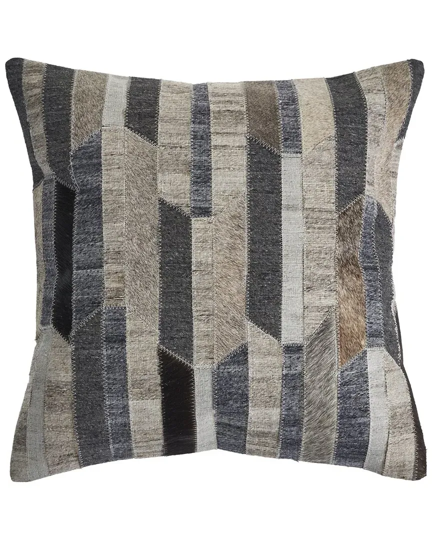 Striped Throw Pillow - Gray, Faux Leather