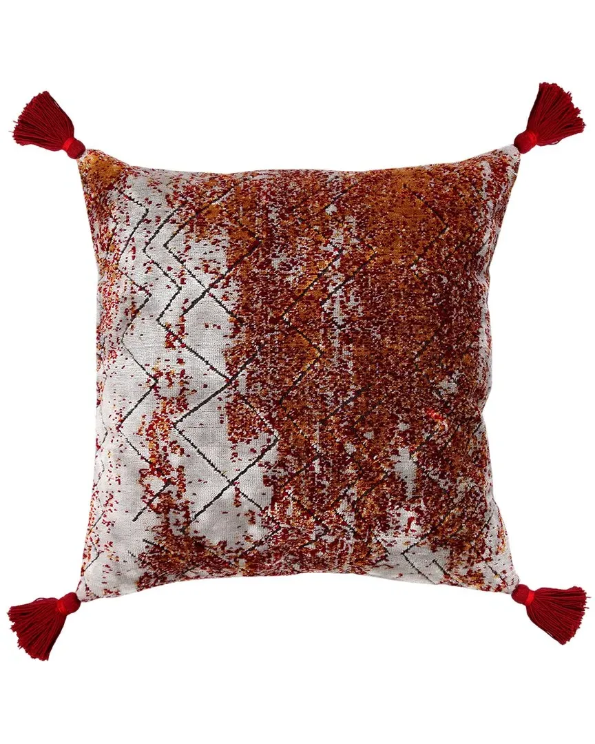 Textured Embers Throw Pillow - Red, Viscose Cotton image