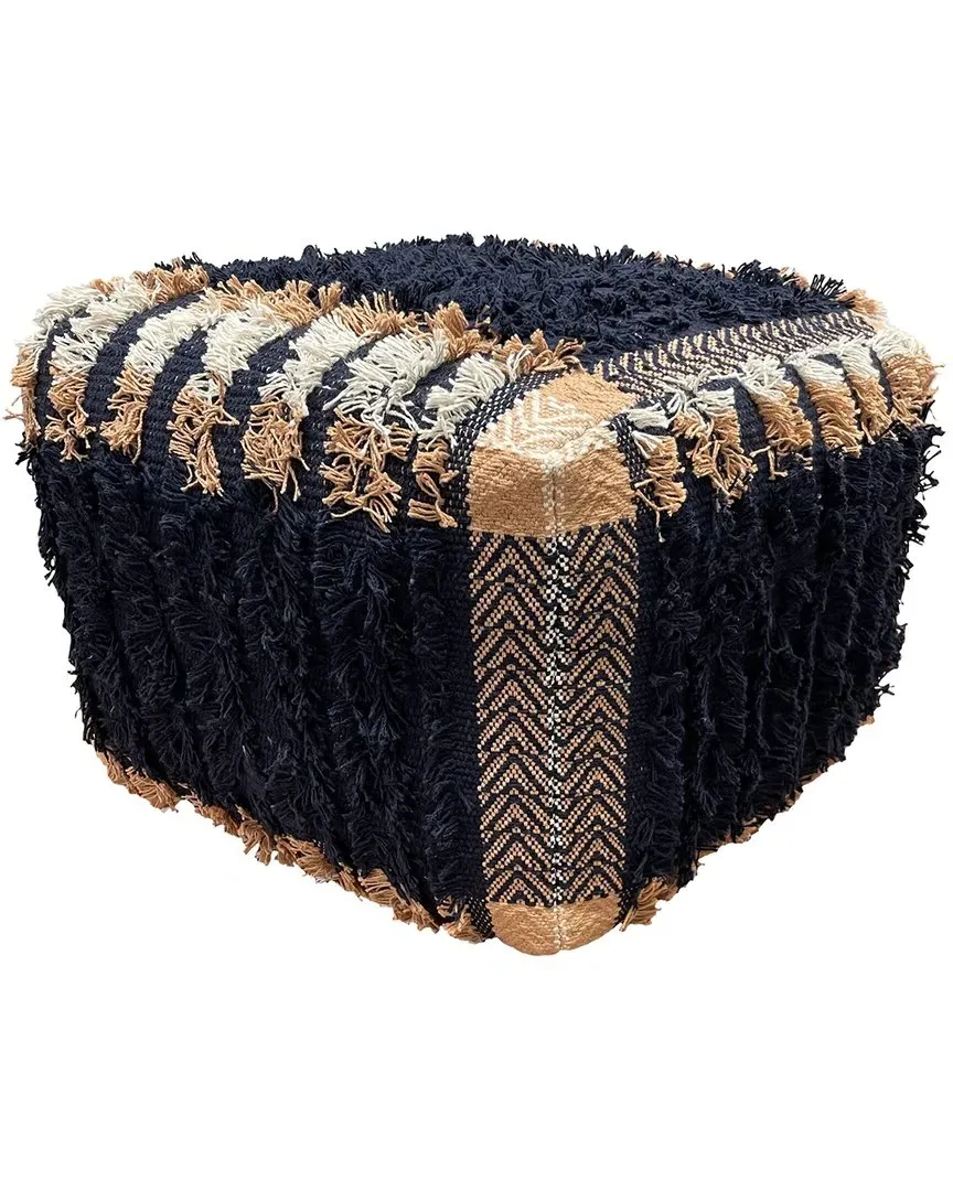 Textured Pouf Ottoman - Navy, Cotton image