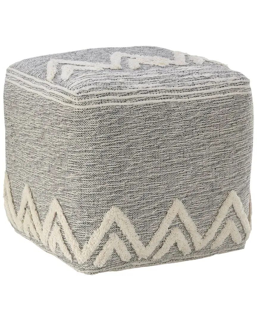 Tufted Geometric Peaks Pouf - Gray, Polyester