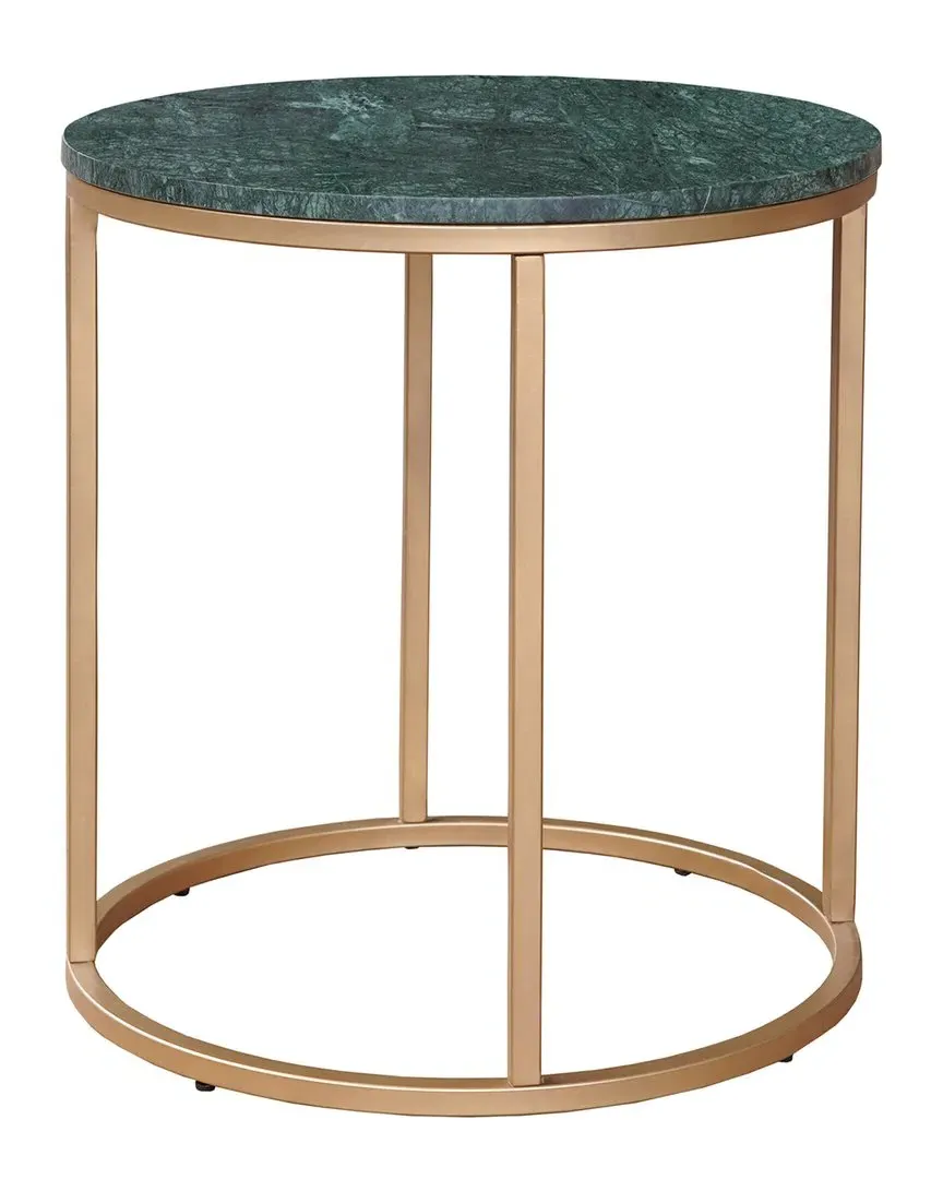 Verdant Round Side Table - Green, Marble image
