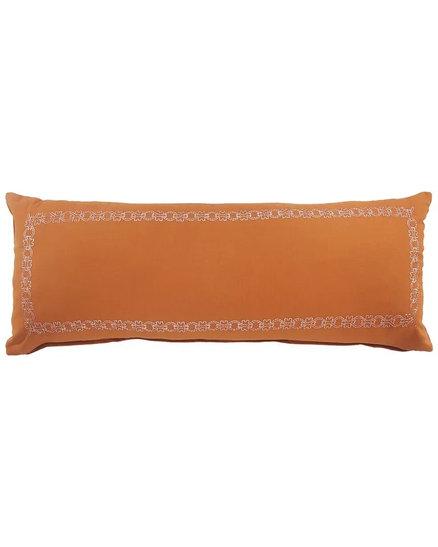 Victoria Embroidered Border Lumbar Decorative Pillow - Orange
