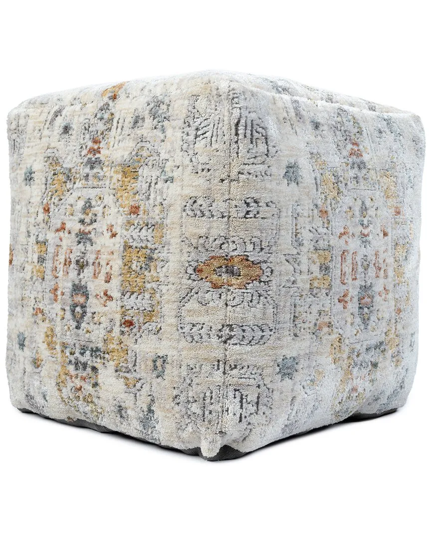 Vienna Medallion Ottoman Pouf - Light Gray, Polyester