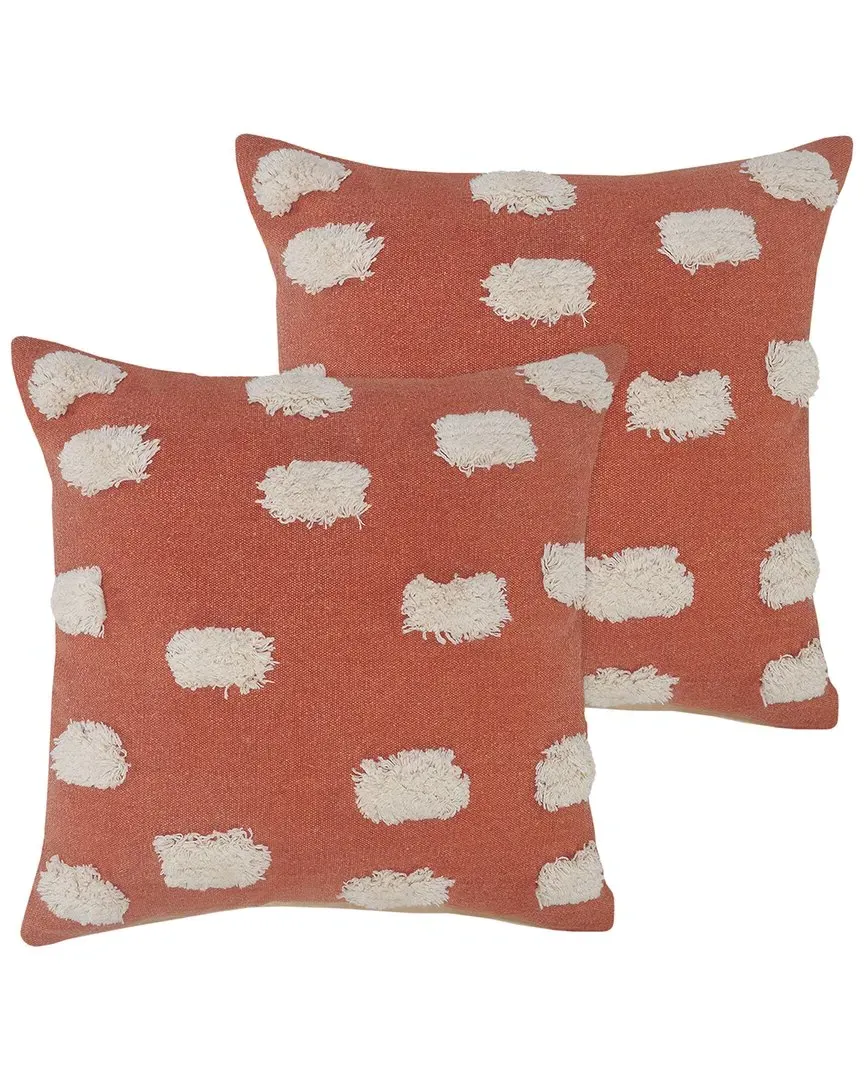 Zeal Set of 2 Pom-Pom Throw Pillows - Orange, Cotton image