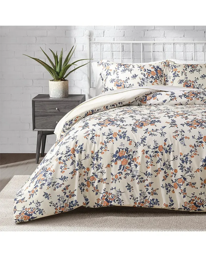 Garden Bouquet Reversible Duvet Cover Set - Beige, Polyester image