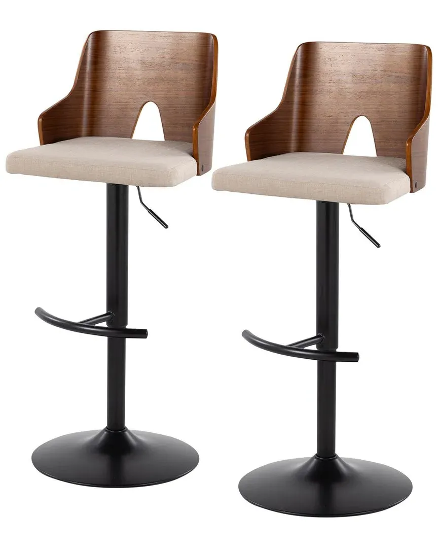 Ariana Adjustable Barstool Set of 2 - Beige, Walnut