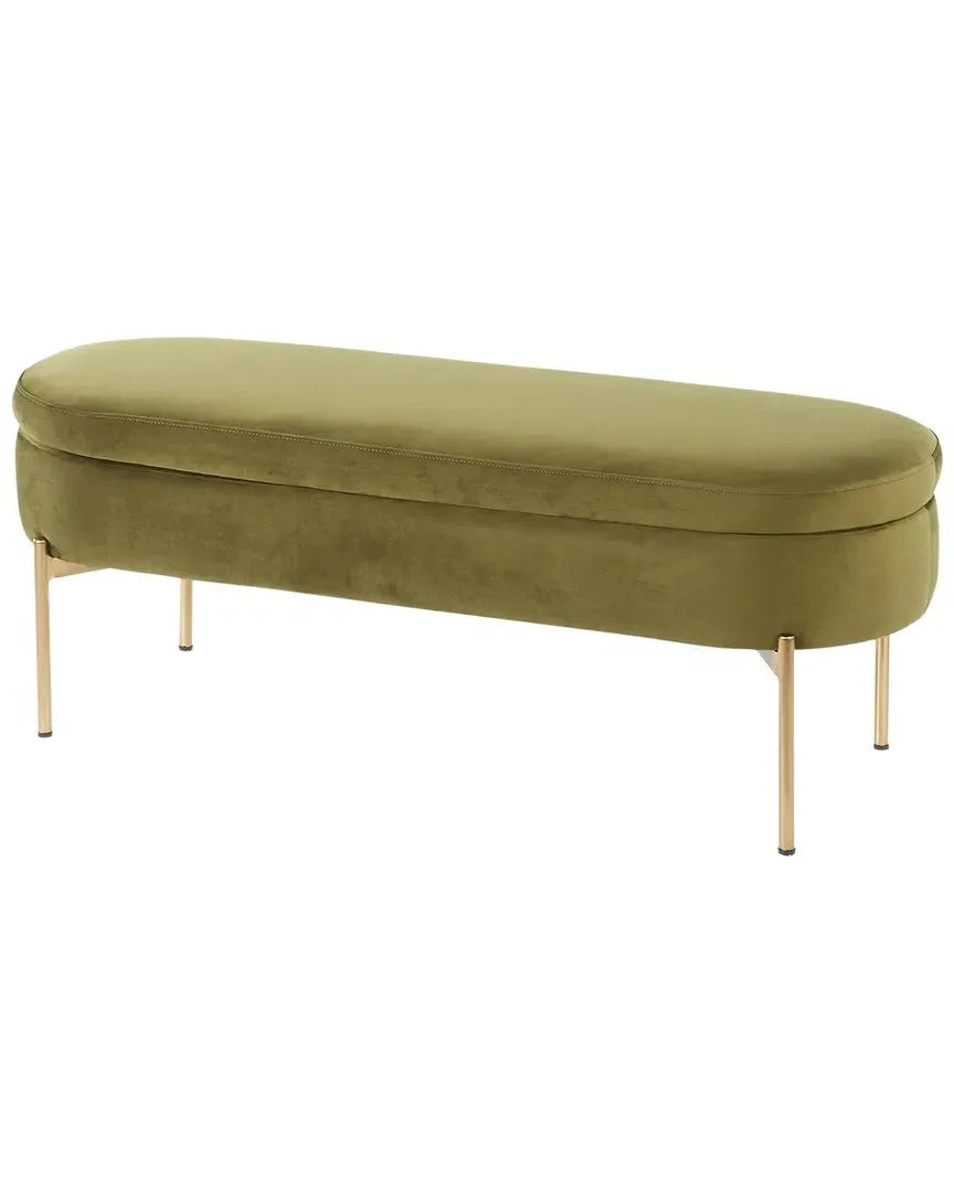 Chloe Storage Bench - Green, Velvet image