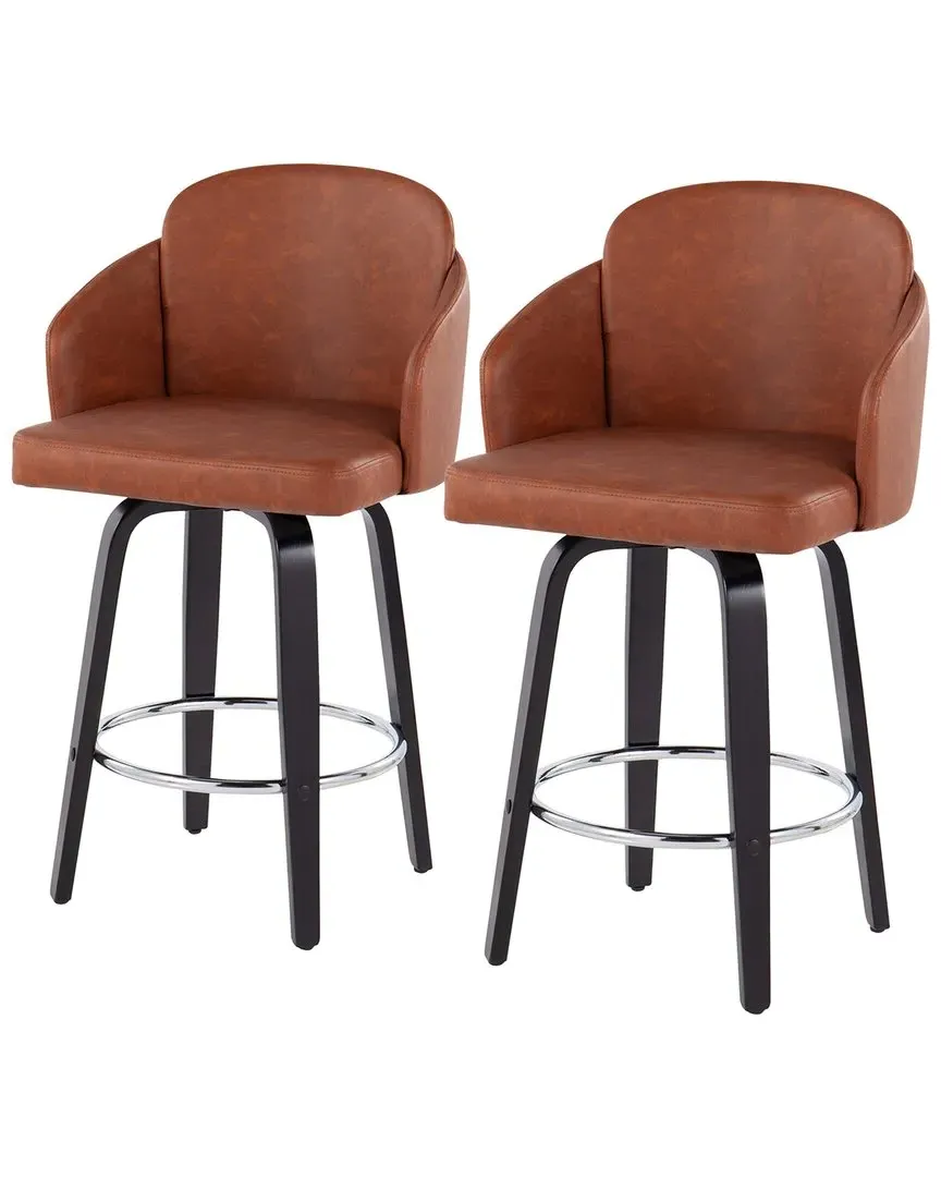 Dahlia Set of 2 Counter Stools - Black, Camel PU image