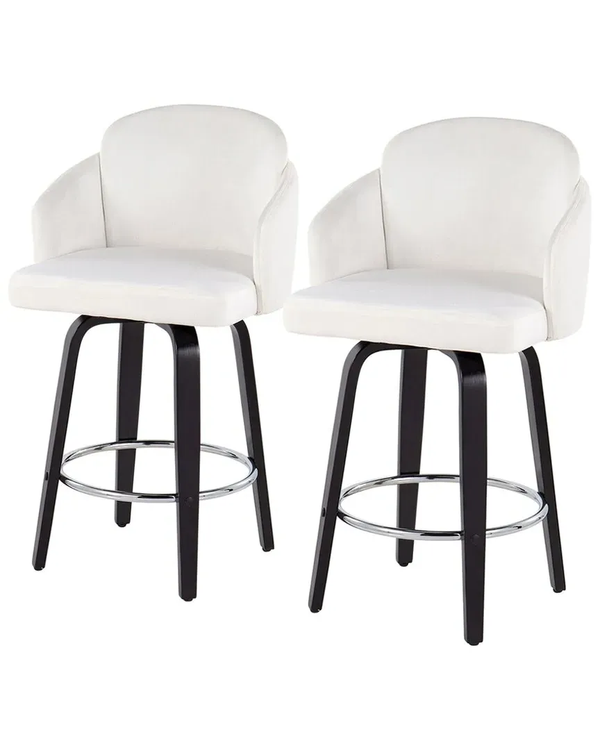 Dahlia Set of 2 Counter Stools - Black, Cream Velvet