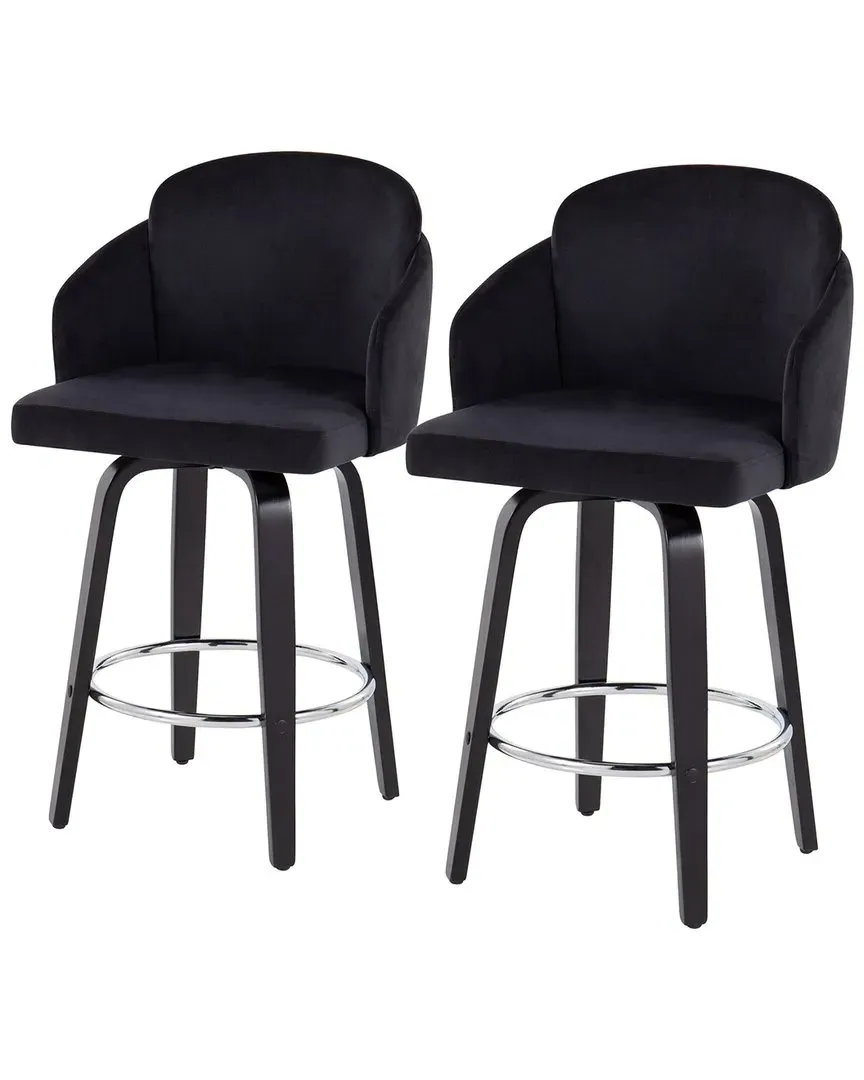 Dahlia Set of 2 Counter Stools - Black, Velvet