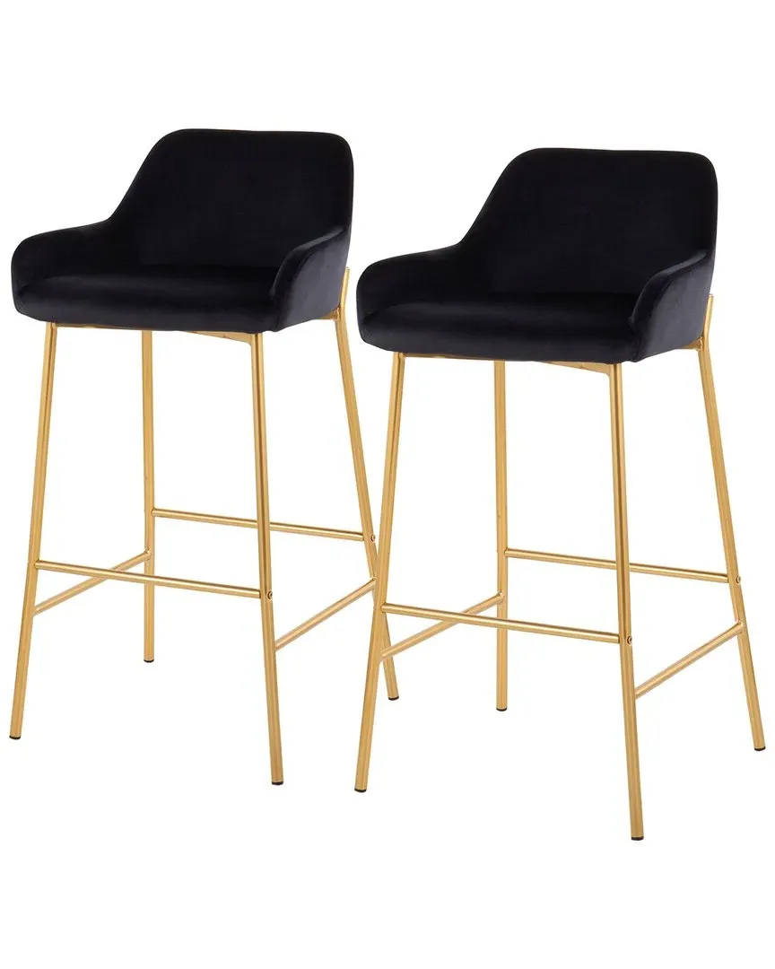 Daniella Set of 2 Bar Stools - Gold, Black Velvet image