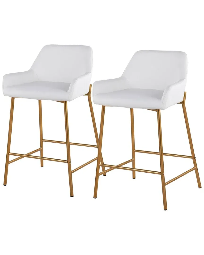 Daniella Set of 2 Counter Stools - Gold, Polyurethane image