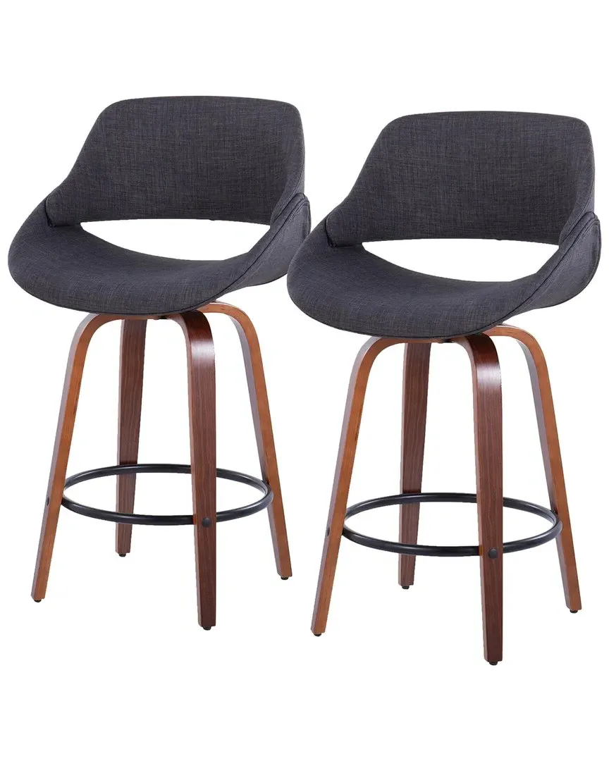 Fabrico Set of 2 Counter Stools - Charcoal, Walnut image