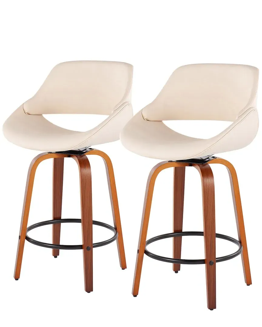 Fabrico Set of 2 Counter Stools - Cream, Walnut image