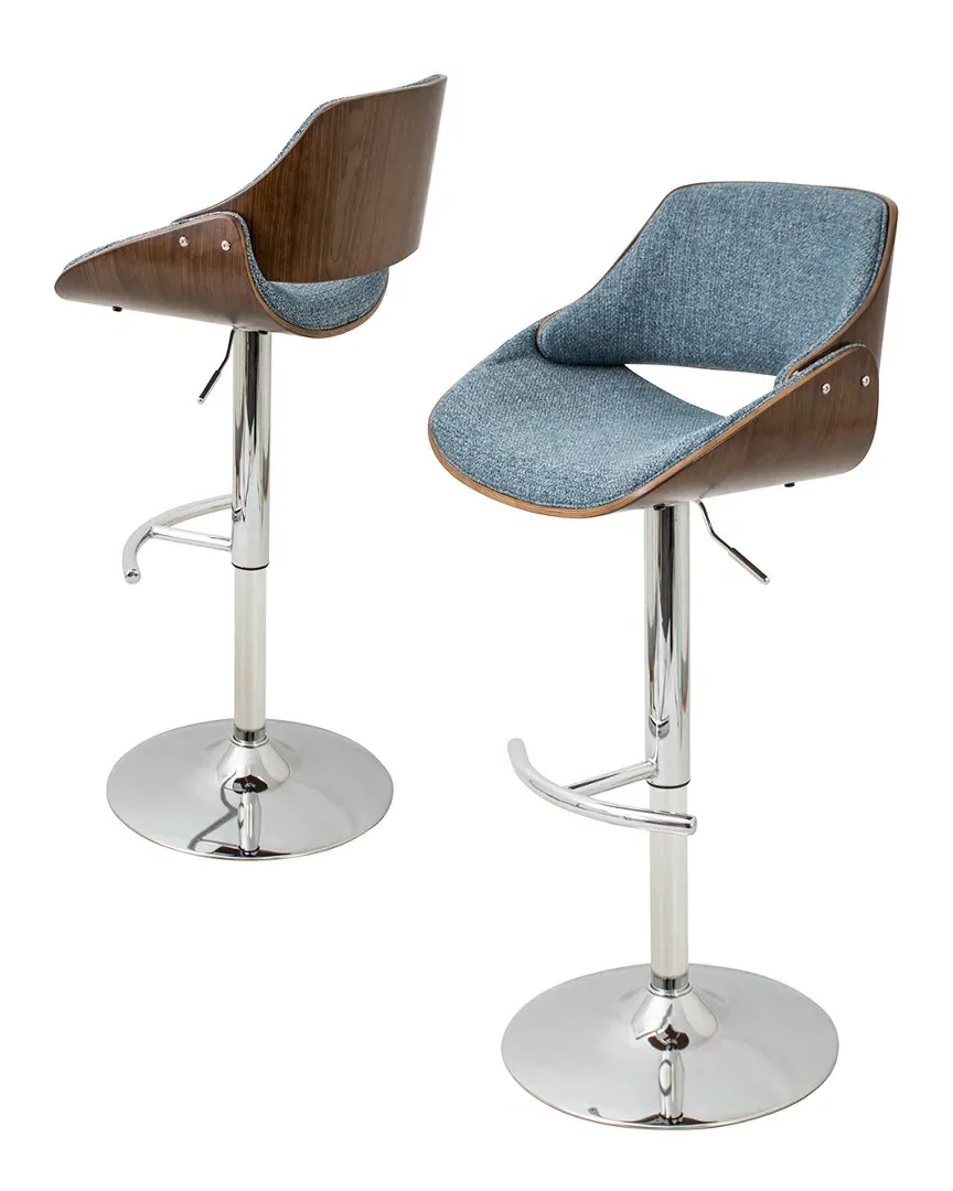 Fabrizzi Adjustable Barstool - Blue, Walnut image