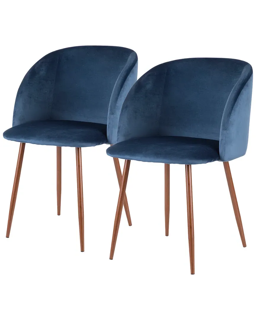 Fran Set of 2 Dining Chairs - Blue, Velvet image