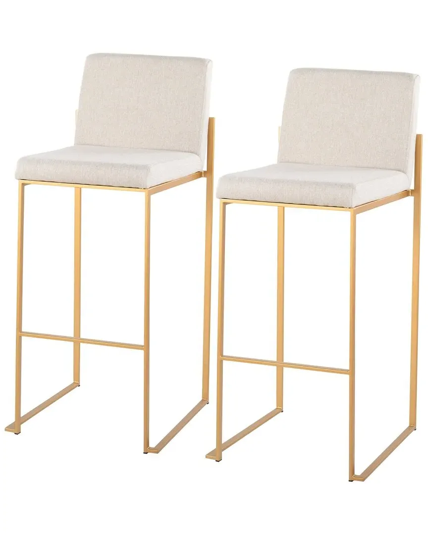 Fuji High Back Bar Stools Set of 2 - Gold, Beige image
