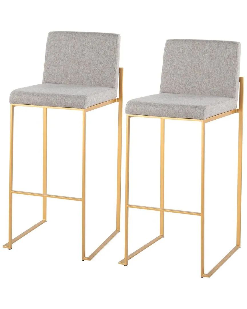 Fuji High Back Bar Stools Set of 2 - Gold, Grey