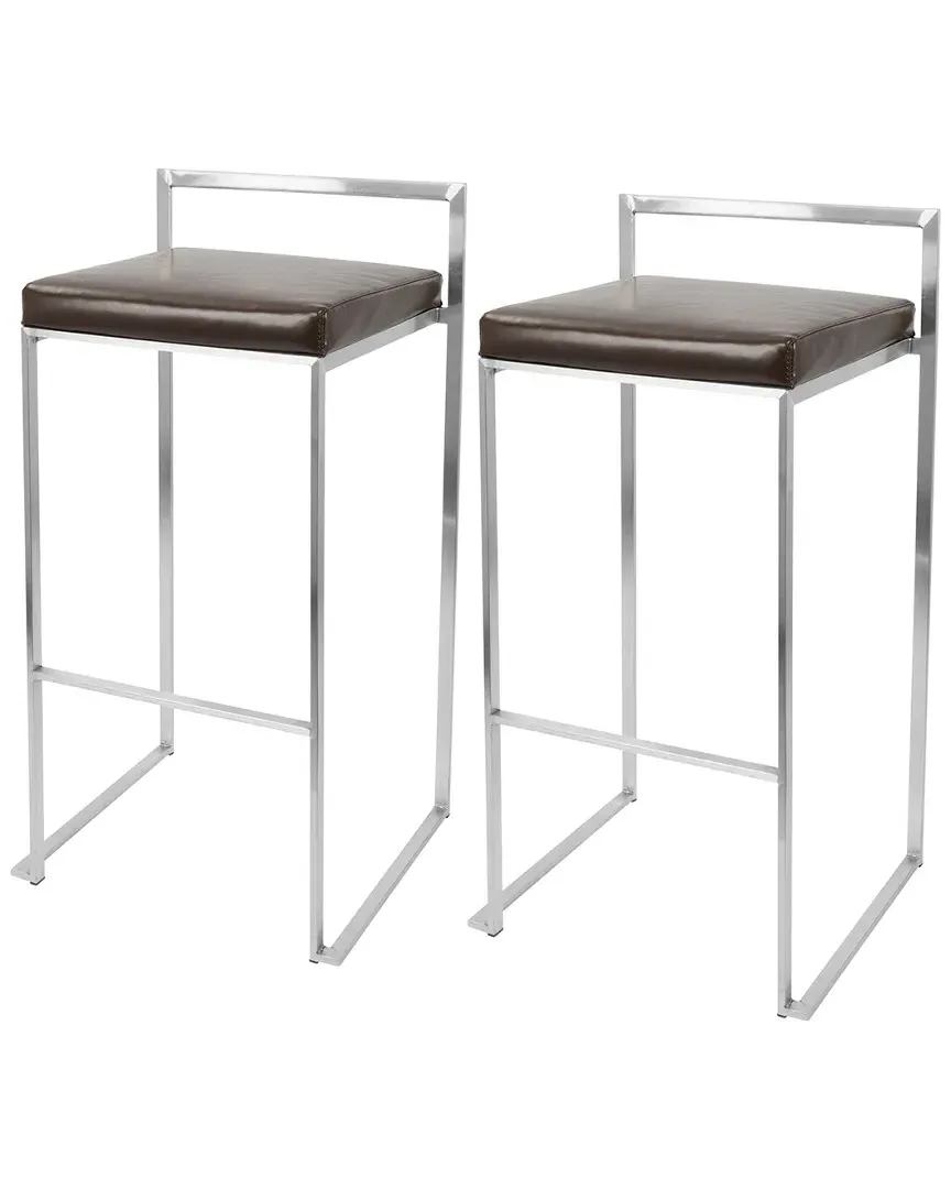 Fuji Set of 2 Barstools - Brown