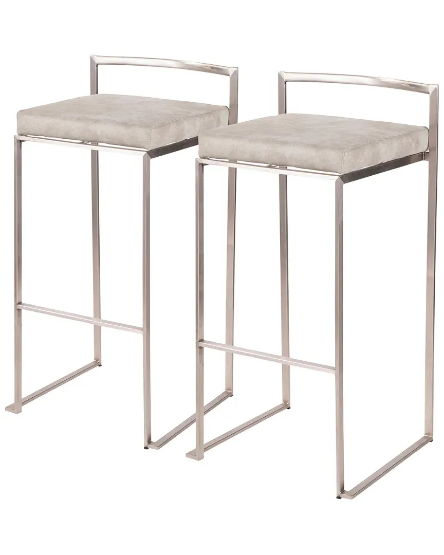 Fuji Set of 2 Barstools - Light Grey