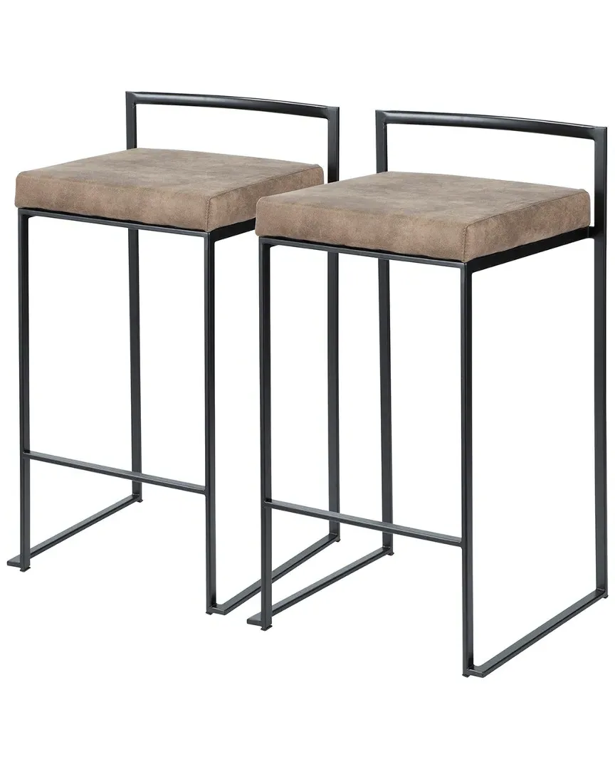 Fuji Set of 2 Counter Stools - Black, Metal