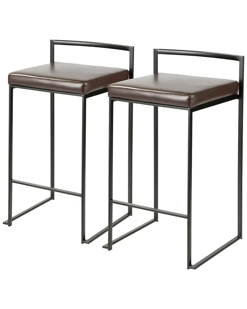 Fuji Set of 2 Counter Stools - Black, Metal