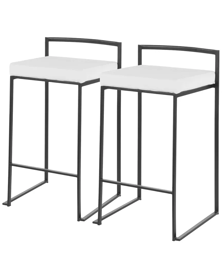 Fuji Set of 2 Counter Stools - Black, Metal