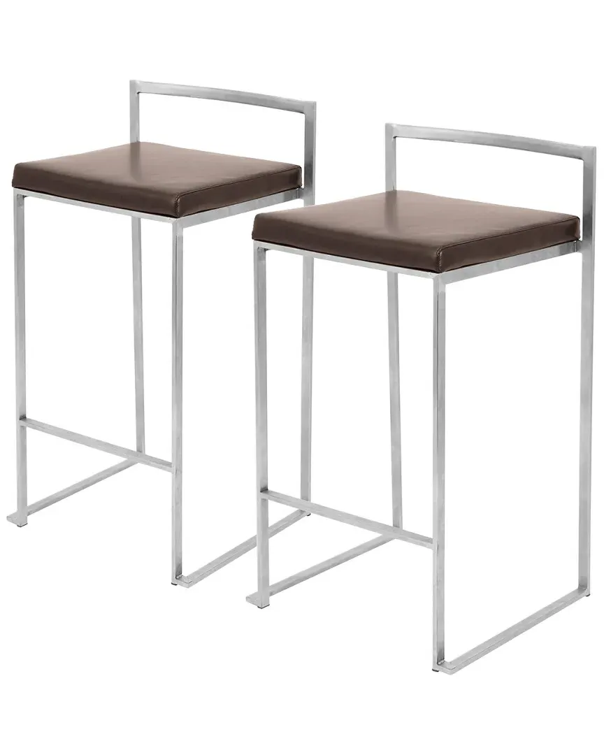 Fuji Set of 2 Counter Stools - Brown, Metal image