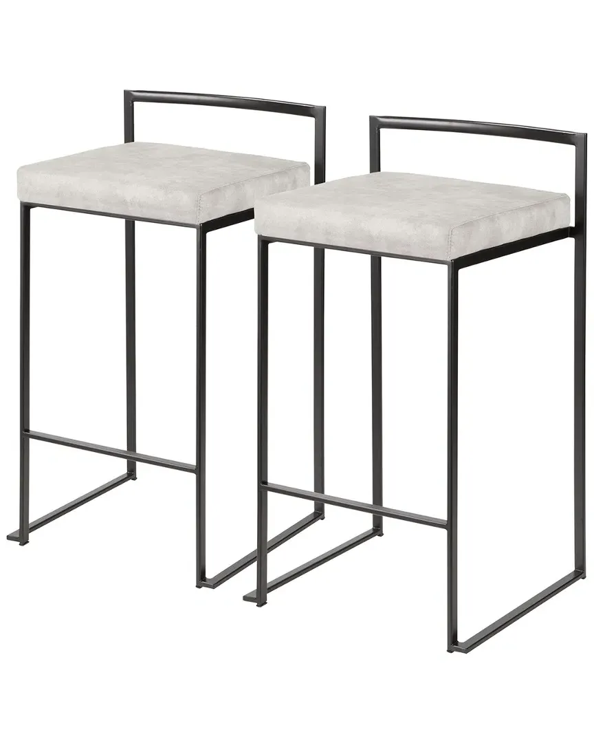 Fuji Set of 2 Counter Stools - Grey, Fabric
