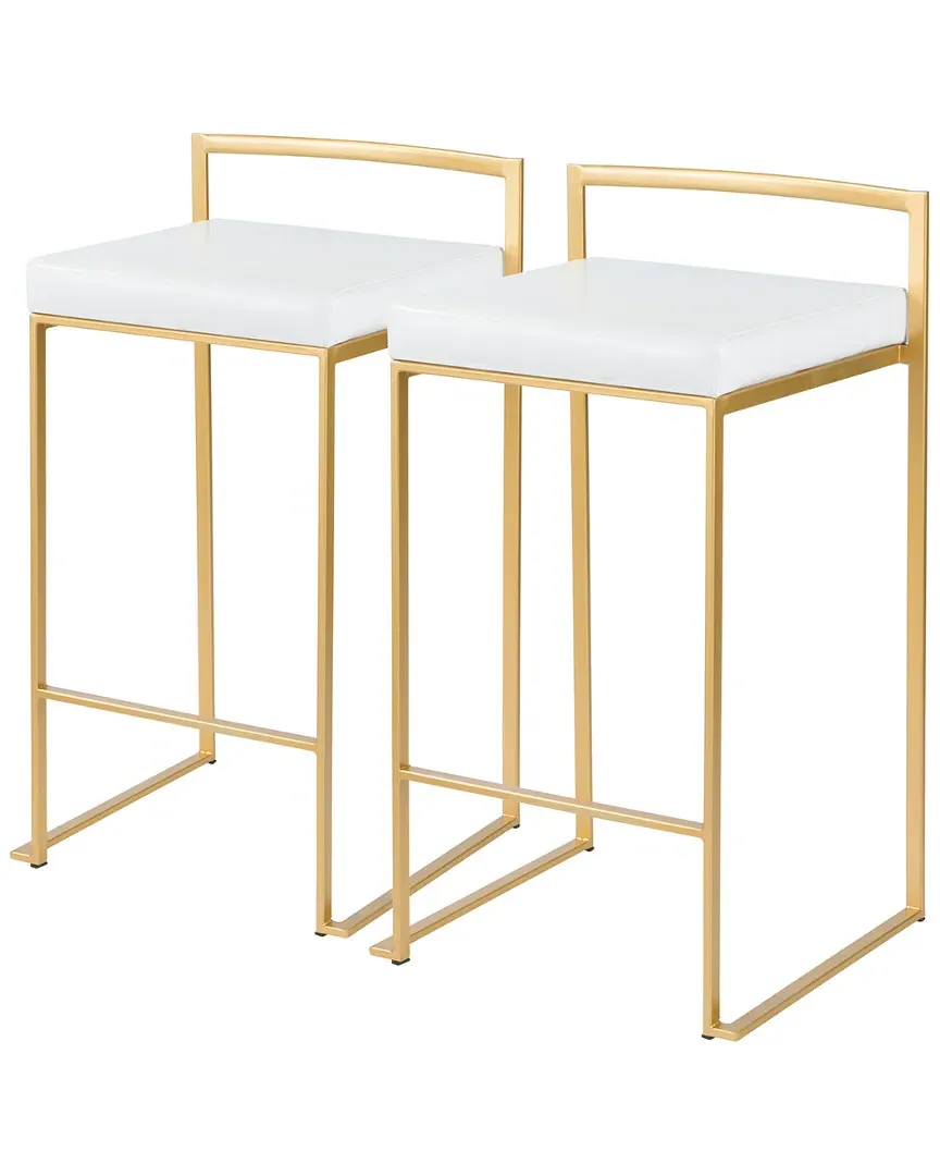 Fuji Set of 2 Counter Stools - White, Metal