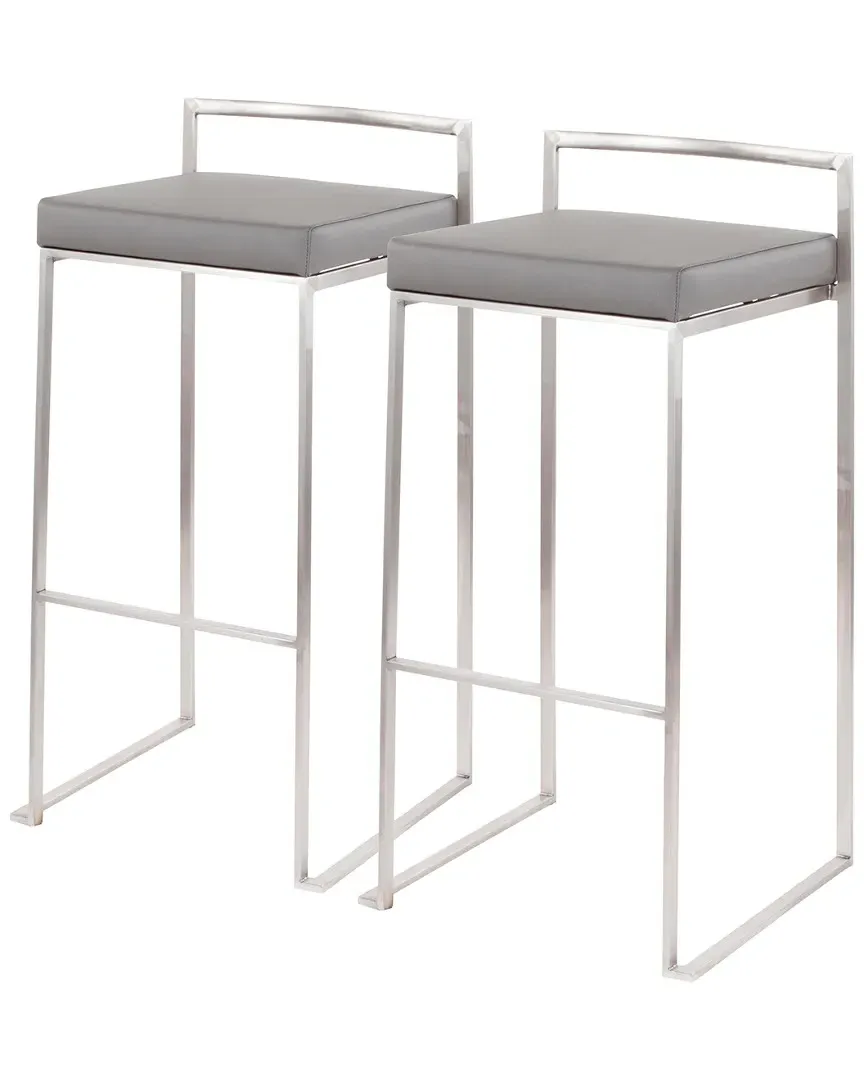 Fuji Stacker Barstools Set of 2 - Grey, Polyurethane image