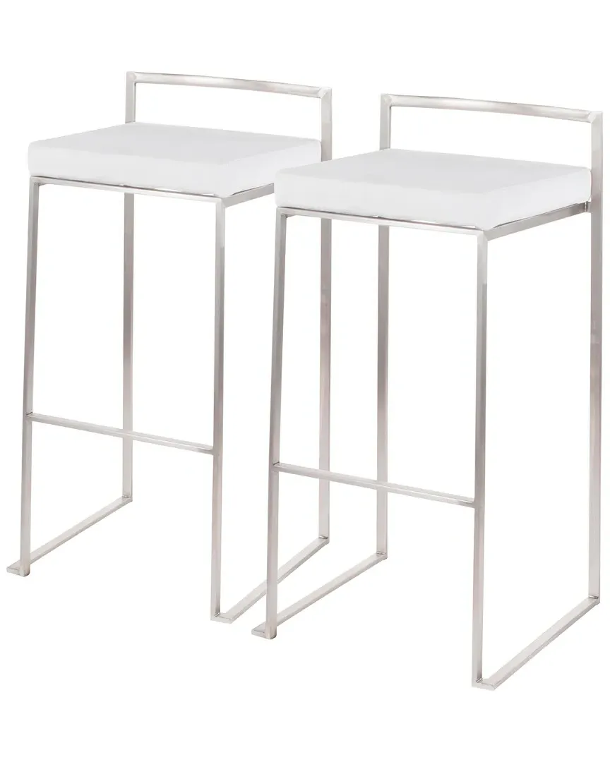 Fuji Stacker Barstools Set of 2 - White, Velvet