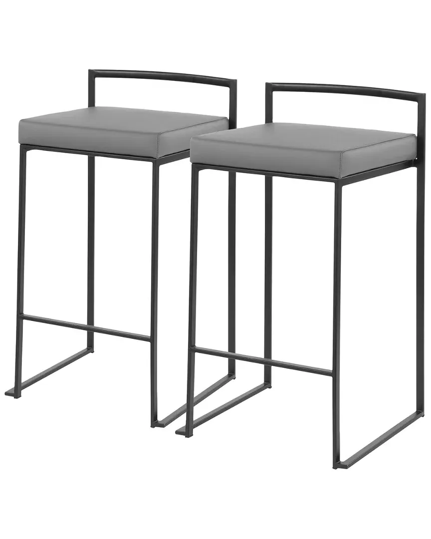 Fuji Stacker Counter Stools Set of 2 - Grey, Polyurethane