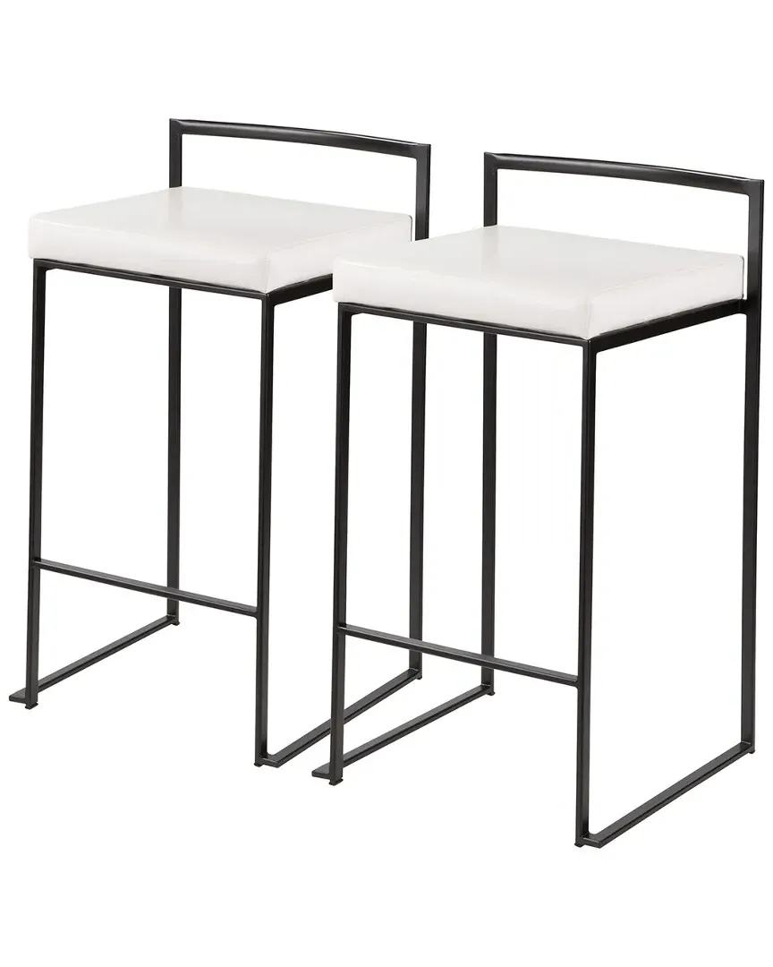 Fuji Stacker Counter Stools Set of 2 - White, Velvet