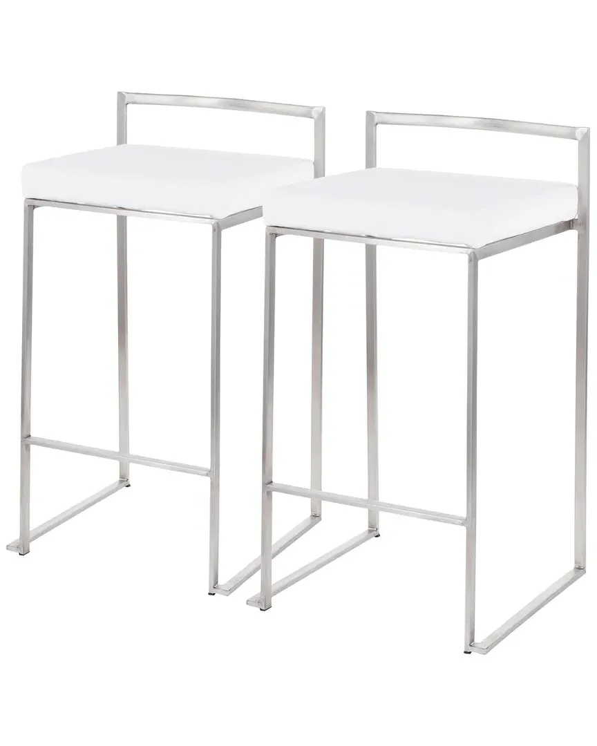 Fuji Stacker Counter Stools Set of 2 - White, Velvet