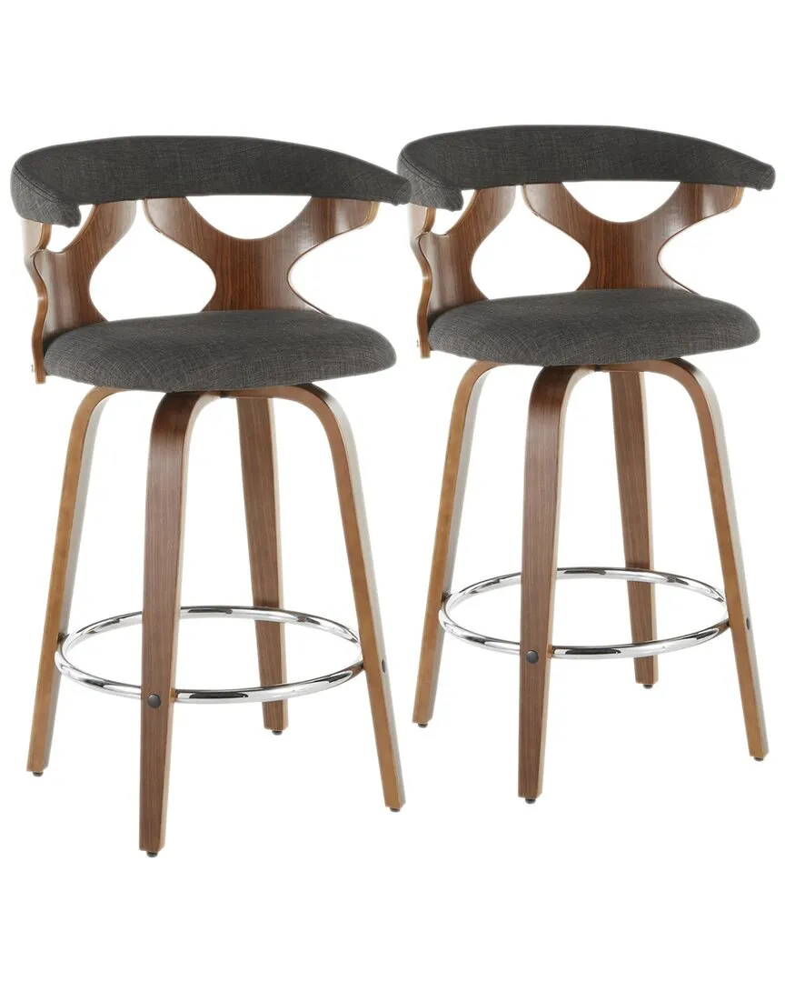 Gardenia Counter Stools Set of 2 - Charcoal, Walnut image