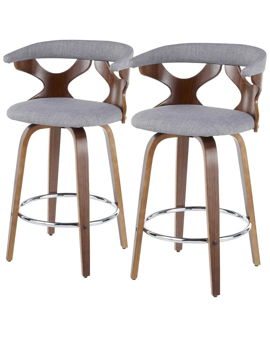 Gardenia Counter Stools Set of 2 - Light Grey, Walnut