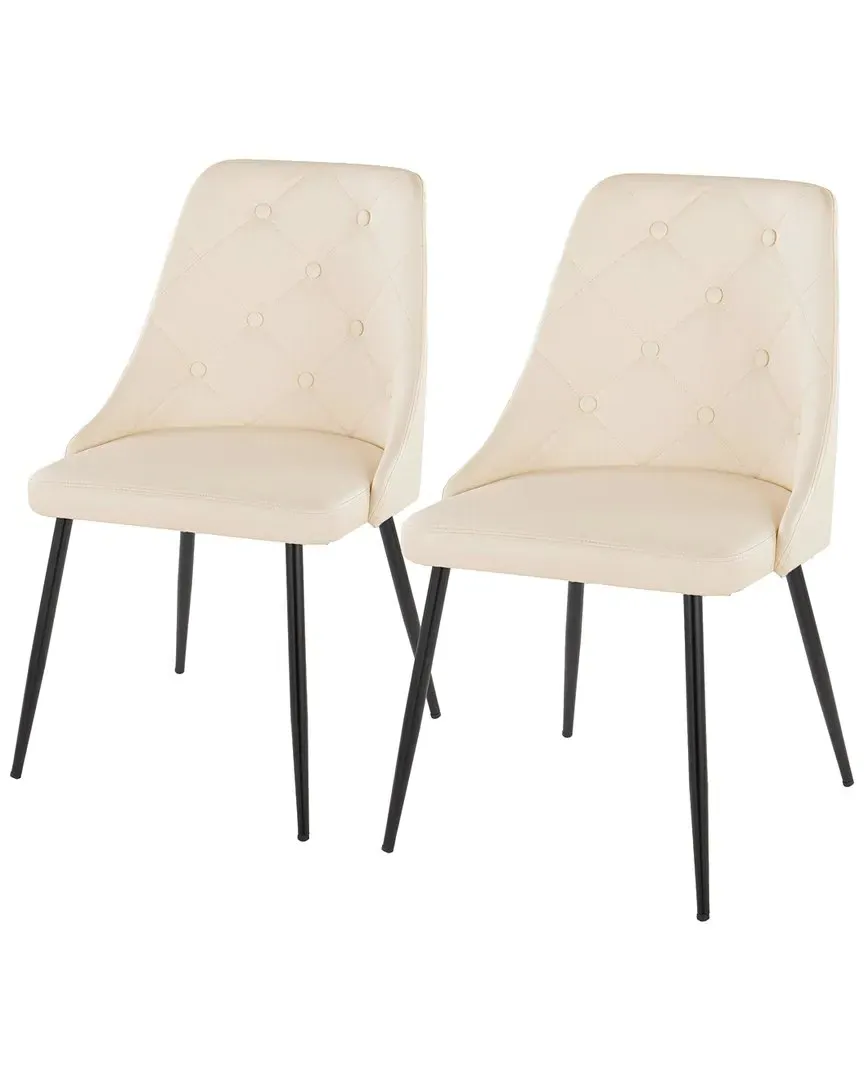 Giovanni Set of 2 Dining Chairs - Cream, Black Metal image